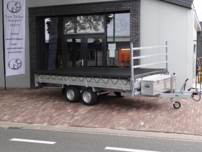 anssems plateauwagen nieuw aanhangwagen putten met kist en net